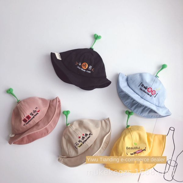 tianding cute baby online celebrity font embroidered child bud fisherman baby big edge sun-shading bucket bucket hat basin hat, Yellow 
tianding cute baby online celebrity font embroidered child bud fisherman baby big edge sun-shading bucket bucket hat basin hat, Yellow