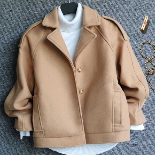 women autumn winter short woolen jacket lapel long sleeve preppy style coat, Black
women autumn winter short woolen jacket lapel long sleeve preppy style coat, Black