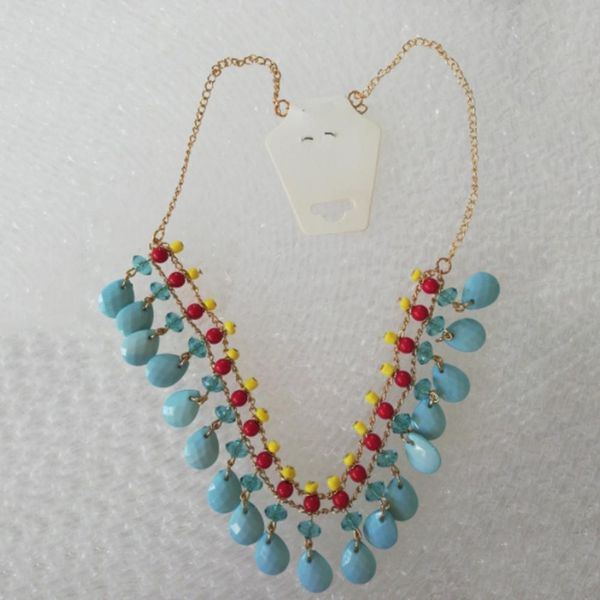 light blue yellow european and american fresh boho style water drop pendant necklace cute fashion fluorescent color necklace, Silver
light blue yellow european and american fresh boho style water drop pendant necklace cute fashion fluorescent color necklace, Silver