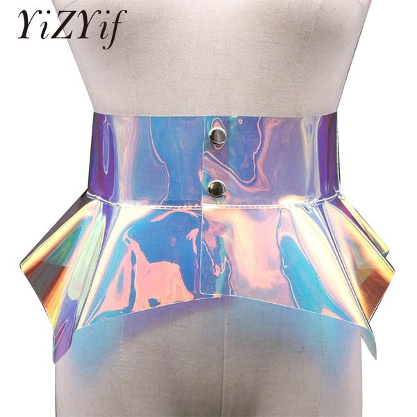 women fashion punk holographic clear pvc adjustable ruffle cincher belt skirt roleplay costume clubwear, Black;brown
women fashion punk holographic clear pvc adjustable ruffle cincher belt skirt roleplay costume clubwear, Black;brown