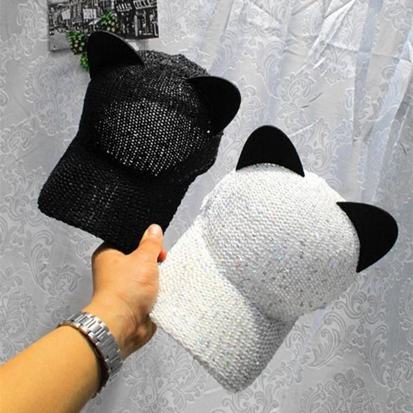 cj3ew korean sequins super cute cute cat ear equestrian hat women's fashionable summer travel all-match sunshade duck tongue cap sequin, Blue;gray
cj3ew korean sequins super cute cute cat ear equestrian hat women's fashionable summer travel all-match sunshade duck tongue cap sequin, Blue;gray