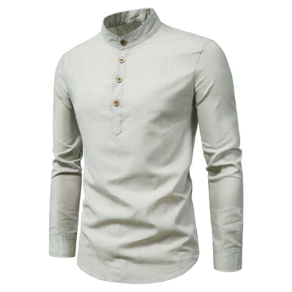 2020 new pullover shirt solid color men's cotton and linen long-sleeved shirt stand-up collar casual chinese style top, White;black
2020 new pullover shirt solid color men's cotton and linen long-sleeved shirt stand-up collar casual chinese style top, White;black