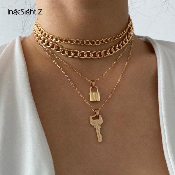 ingesight.z 3pcs/set punk multi layer padlock key pendant necklace statement lock curb cuban choker necklaces for women jewelry, Silver
ingesight.z 3pcs/set punk multi layer padlock key pendant necklace statement lock curb cuban choker necklaces for women jewelry, Silver