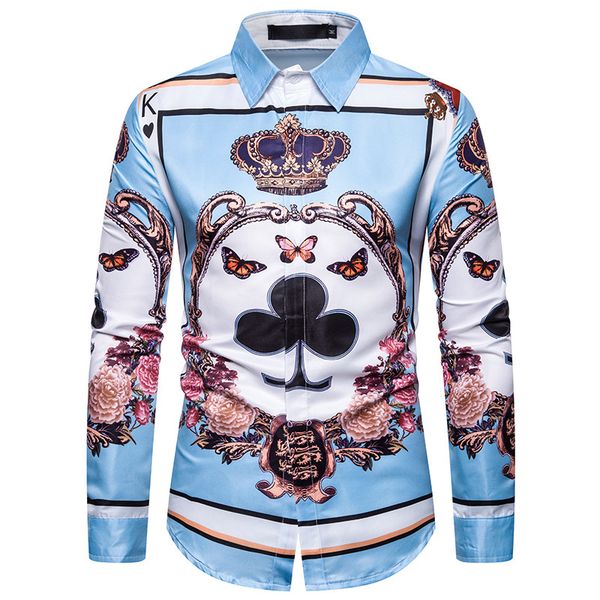 luxury royal mens shirts poker crown print slim fit long sleeve floral shirts men dress business camisa social streetwear -3xl, White;black
luxury royal mens shirts poker crown print slim fit long sleeve floral shirts men dress business camisa social streetwear -3xl, White;black