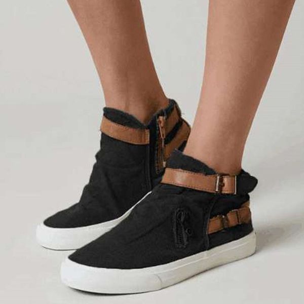 ladies canvas flats female buckle strap plus size comfort platform shoes women solid woman casual zip women's footwear 43, Black
ladies canvas flats female buckle strap plus size comfort platform shoes women solid woman casual zip women's footwear 43, Black