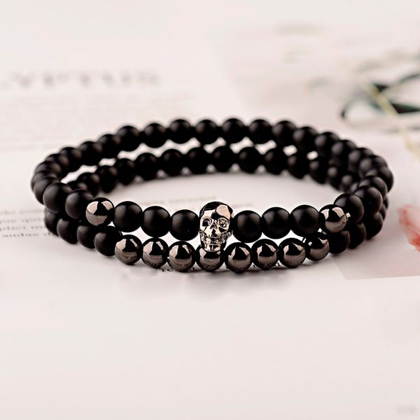 2pcs/set skull bracelets men luxury fashion 6mm black matte stone bead strand men bracelet charm bracelet for jewelry gift
2pcs/set skull bracelets men luxury fashion 6mm black matte stone bead strand men bracelet charm bracelet for jewelry gift