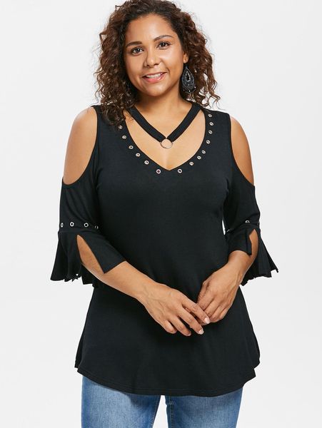 wipalo spring summer women plus size v neck split flare sleeve t-shirt casual solid cold shoulder grommets detail ladies tee j190427, White
wipalo spring summer women plus size v neck split flare sleeve t-shirt casual solid cold shoulder grommets detail ladies tee j190427, White