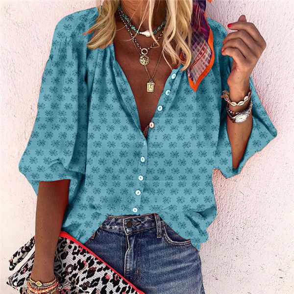 summer womens designer shirt half sleeved shirts with buttons girls v neck loose female clothing, White
summer womens designer shirt half sleeved shirts with buttons girls v neck loose female clothing, White