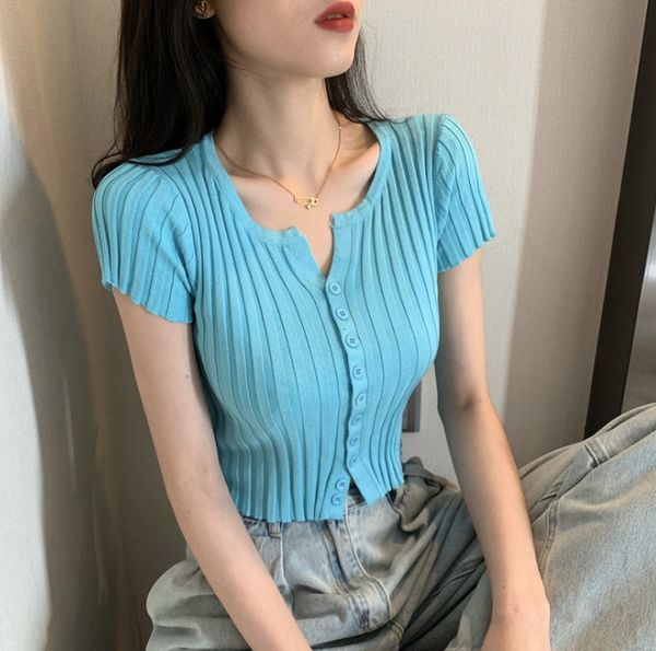 2020 summer new v-neck high waist navel t- short slim knit shirt short-sleeved t-shirt top, White;black
2020 summer new v-neck high waist navel t- short slim knit shirt short-sleeved t-shirt top, White;black