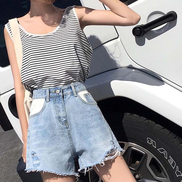 special offer high-waisted slimming jeans womens 2020 summer with holes college style flash design wide-leg shorts /40, Blue
special offer high-waisted slimming jeans womens 2020 summer with holes college style flash design wide-leg shorts /40, Blue