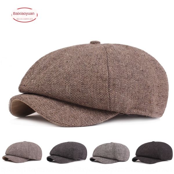 herringbone men's beret season thickened outside cap old beret octagonal hat octagonal hat age cap, Blue;gray 
herringbone men's beret season thickened outside cap old beret octagonal hat octagonal hat age cap, Blue;gray