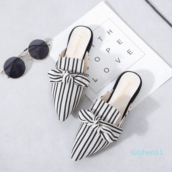 elegant striped women mules slippers pointed-toe flat ladies office shoes butterfly-knot decoration women shoes summer slides l11, Black
elegant striped women mules slippers pointed-toe flat ladies office shoes butterfly-knot decoration women shoes summer slides l11, Black
