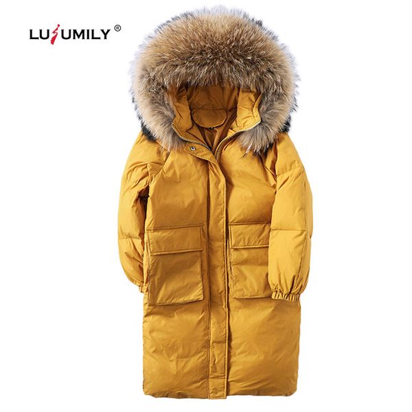 lusumily 2020 down jacket winter coat women super warm big fur hooded solid jackets female white duck long down parkas outwear, Black
lusumily 2020 down jacket winter coat women super warm big fur hooded solid jackets female white duck long down parkas outwear, Black