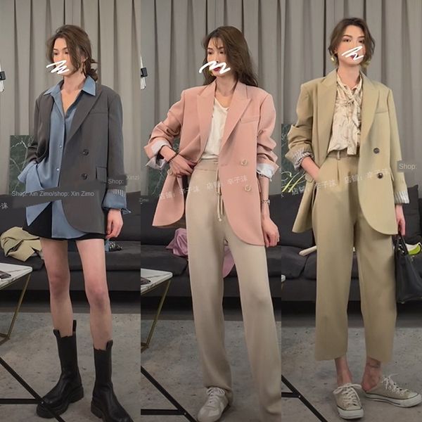 2020 new anna wearing right-angle shoulder back collar coat pocket design sense suit casual suit coat for women, White;black
2020 new anna wearing right-angle shoulder back collar coat pocket design sense suit casual suit coat for women, White;black