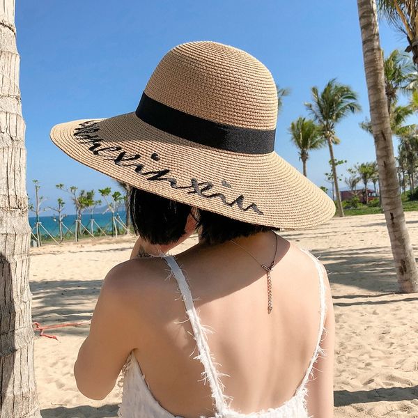 foldable beach straw embroidered big children's summer korean sun hat embroidered english letter straw hat, Blue;gray
foldable beach straw embroidered big children's summer korean sun hat embroidered english letter straw hat, Blue;gray