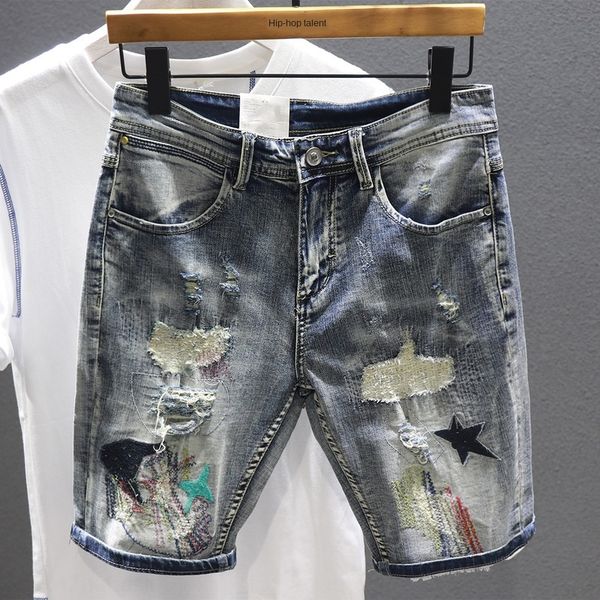 ykigh 2020 thin light-colored embroidered ripped denim shorts men's korean-style cropped nine nine embroidery ankle-length pants pants, Blue
ykigh 2020 thin light-colored embroidered ripped denim shorts men's korean-style cropped nine nine embroidery ankle-length pants pants, Blue