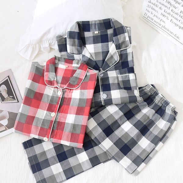 lovers' pajamas thin cotton gauze clothes home furnishing clothing long sleeve large size plaid men's and women's home clothe, Blue;red
lovers' pajamas thin cotton gauze clothes home furnishing clothing long sleeve large size plaid men's and women's home clothe, Blue;red
