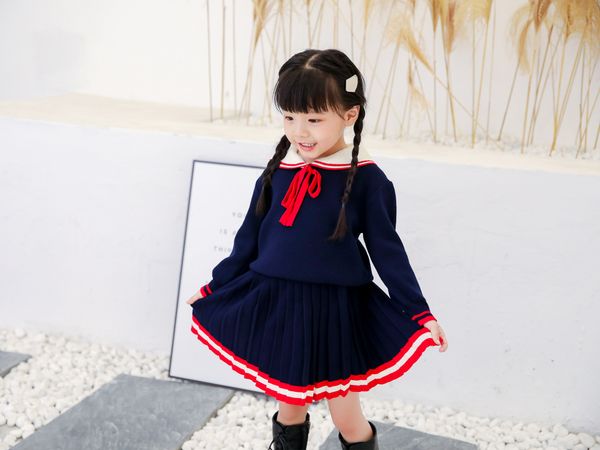 2019 autumnstyle girls' solid color bow knitted butterfly sweater long sleeve round neck sweater set, Blue
2019 autumnstyle girls' solid color bow knitted butterfly sweater long sleeve round neck sweater set, Blue