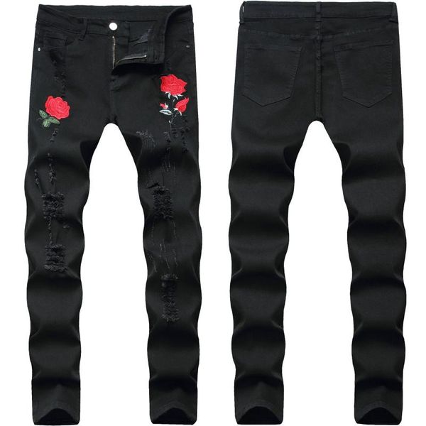 fashion rose embroidery men jeans design slim fit cotton black ripped jeans for men denim pants brand classical plus size, Blue
fashion rose embroidery men jeans design slim fit cotton black ripped jeans for men denim pants brand classical plus size, Blue