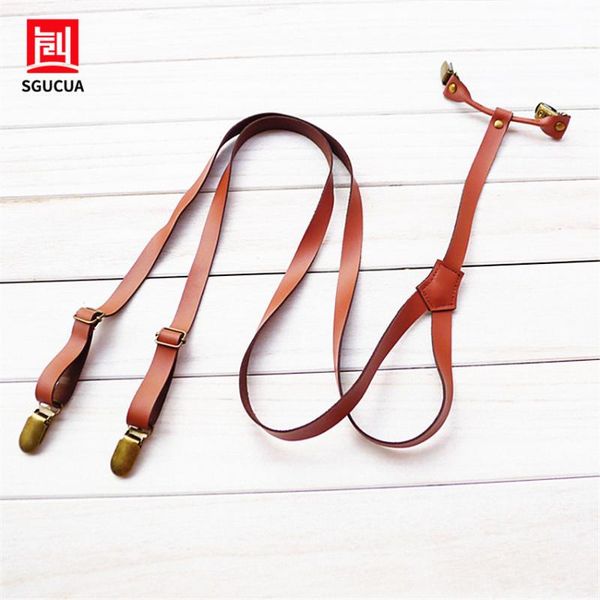 sgucua new british retro decorative leather suspenders strap england style pants braces men and women suspender, Black;white
sgucua new british retro decorative leather suspenders strap england style pants braces men and women suspender, Black;white