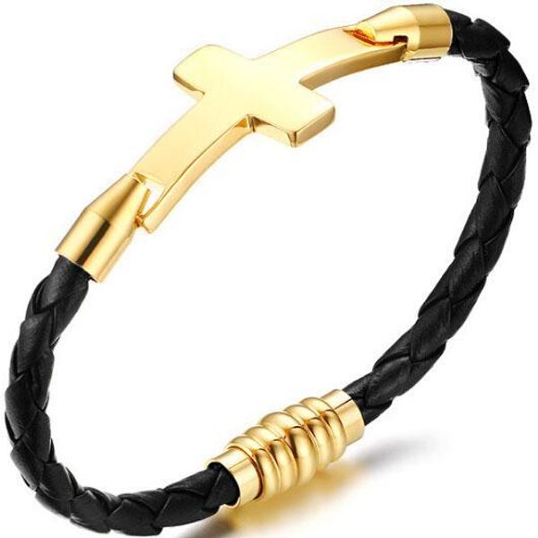 cross pu hand rope trend personality bracelet european and american style trend jewelry 5mm stainless steel charm bracelets, Golden;silver
cross pu hand rope trend personality bracelet european and american style trend jewelry 5mm stainless steel charm bracelets, Golden;silver