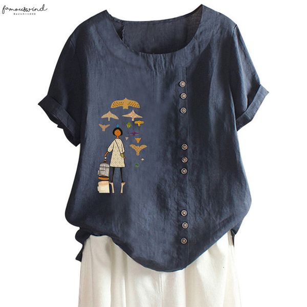 women blouses o neck short sleeve cartoon girl print buttons cotton linen vintage elegantes de mujer 2020 blusa manga, White
women blouses o neck short sleeve cartoon girl print buttons cotton linen vintage elegantes de mujer 2020 blusa manga, White