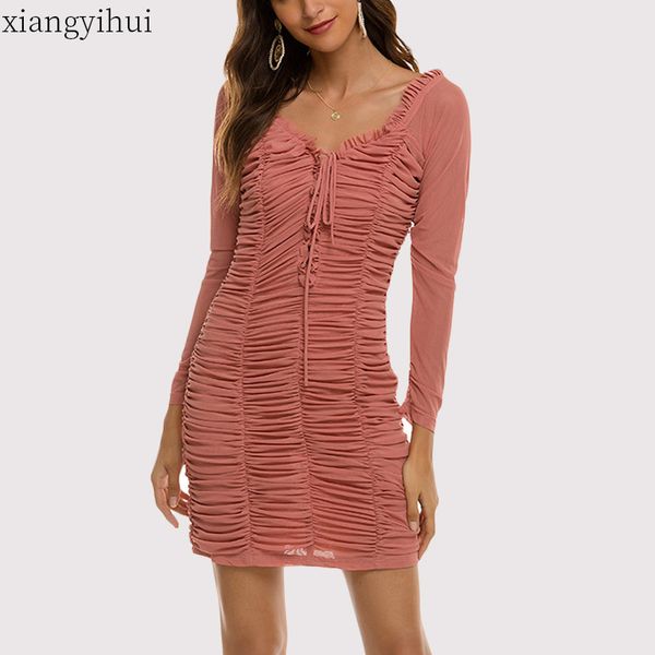 new women ruched package hip skinny mesh dress autumn winter fashion long sleeve v-neck bandage bodycon dresses vestido, Black;gray
new women ruched package hip skinny mesh dress autumn winter fashion long sleeve v-neck bandage bodycon dresses vestido, Black;gray