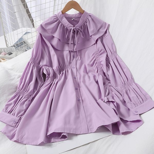 purple/white/beige draped blouse women elegant long sleeve single breasted two layered ruffles casual shirt female new 2020
purple/white/beige draped blouse women elegant long sleeve single breasted two layered ruffles casual shirt female new 2020