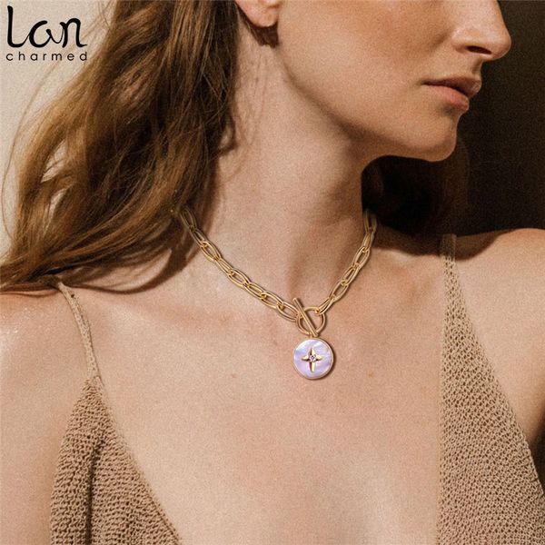 designer jewelr natural round white fritillaria necklace exaggerated metal ot-shaped starfish thick chain necklace
designer jewelr natural round white fritillaria necklace exaggerated metal ot-shaped starfish thick chain necklace