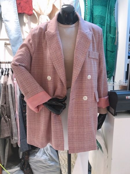 pink plaid small suit women's spring and coat autumn new british style student suit casual chic coat, White;black
pink plaid small suit women's spring and coat autumn new british style student suit casual chic coat, White;black