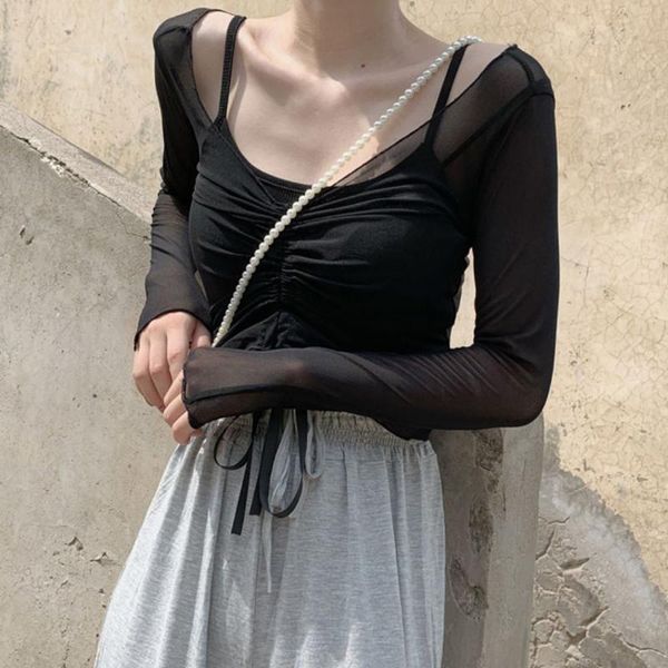 women girls intermediate pull-rope t-shirt 2020 new mesh yarn thin long sleeves slim sunscreen short design basic female, White
women girls intermediate pull-rope t-shirt 2020 new mesh yarn thin long sleeves slim sunscreen short design basic female, White