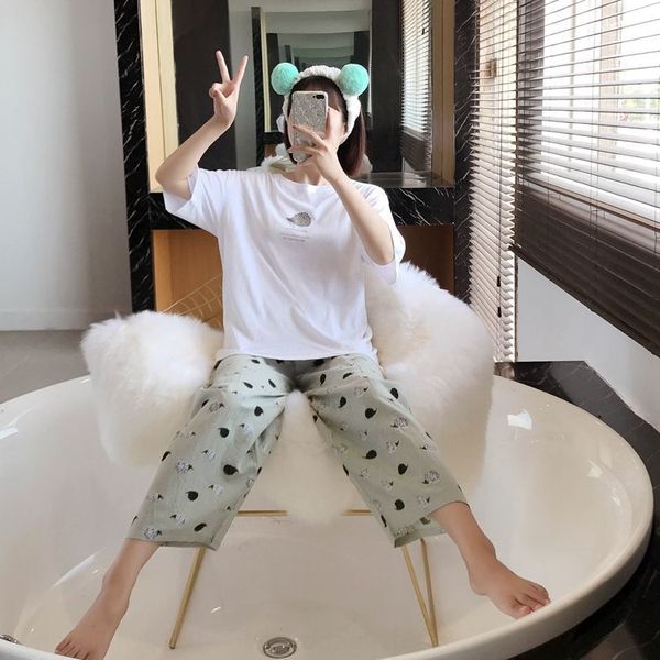 autumn summer short-sleeved home clothes trousers ankle-length pants pajamas women's extra loose suit pajamas home clothes, Blue;red
autumn summer short-sleeved home clothes trousers ankle-length pants pajamas women's extra loose suit pajamas home clothes, Blue;red