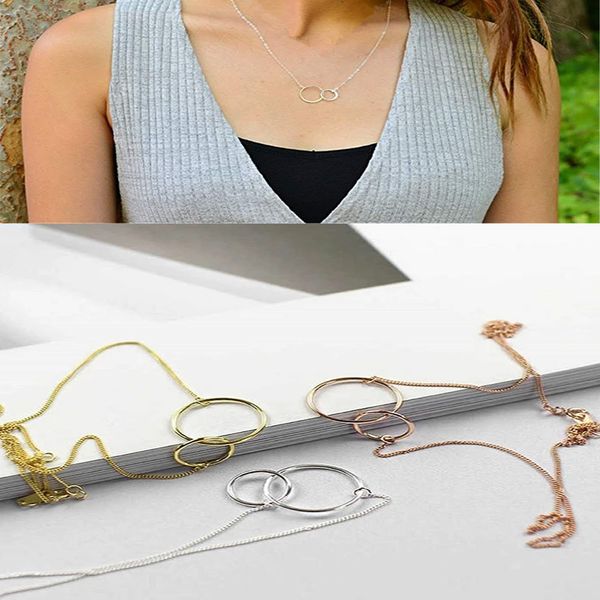 women necklace double small hoop metal chain of rings elegant fashion minimalist korean style romantic jewelry gift for her, Silver
women necklace double small hoop metal chain of rings elegant fashion minimalist korean style romantic jewelry gift for her, Silver