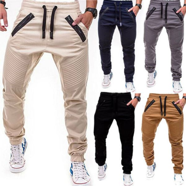 men's gym casual sport trousers tracksuit skinny joggers sweat pants men solid bandage long pants, Black
men's gym casual sport trousers tracksuit skinny joggers sweat pants men solid bandage long pants, Black