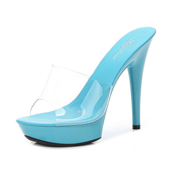 transparent crystal sandals high heels 13cm sandals women summer fashion transparent high heel, Black
