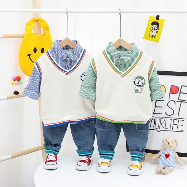 hylkidhuose baby boys clothing sets 2020 autumn infant newborn casual clothes vest stripe shirt jeans children kids costume, White
hylkidhuose baby boys clothing sets 2020 autumn infant newborn casual clothes vest stripe shirt jeans children kids costume, White