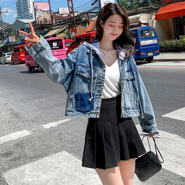 women's 2020 fall new women's loose and thin comfortable personalized fashion hooded casual denim jackets, Black;brown
women's 2020 fall new women's loose and thin comfortable personalized fashion hooded casual denim jackets, Black;brown