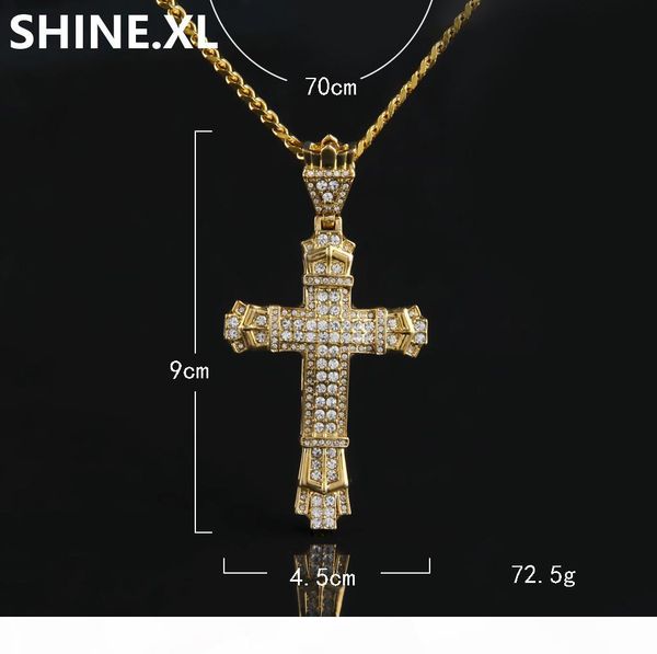 men gold cross pendant necklace with stainless steel cuban chain hip hop iced out rhinestone bling party jewelry, Silver
men gold cross pendant necklace with stainless steel cuban chain hip hop iced out rhinestone bling party jewelry, Silver