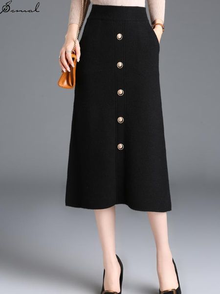 somal long solid black straight skirt women casual high waist ladies party knitted midi skirt with buttons pockets autumn winter
somal long solid black straight skirt women casual high waist ladies party knitted midi skirt with buttons pockets autumn winter