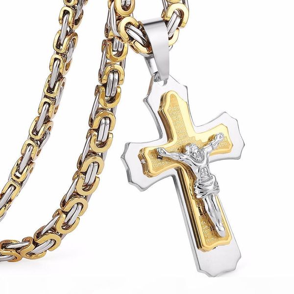 e multilayer cross christ jesus pendant necklace stainless steel link byzantine chain heavy men jewelry gift 21 .65 " ;6mm mn78, Silver
e multilayer cross christ jesus pendant necklace stainless steel link byzantine chain heavy men jewelry gift 21 .65 " ;6mm mn78, Silver