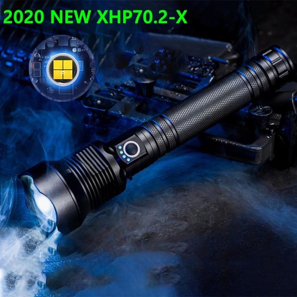 Powerful Led Tactical Rechargeable Usb Zoom Xhp70.2 Xhp50.2 Torch 18650 26650 Lantern Xhp50 Fishing