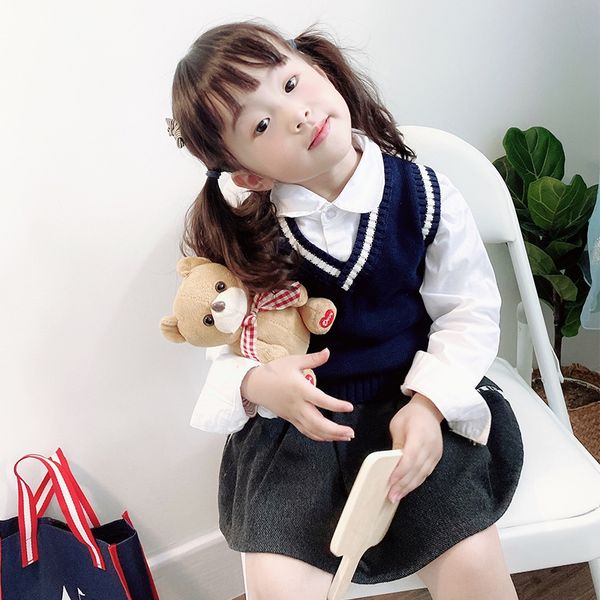 english style kindergarten school uniform children's knitted autumn girls vest sweater vest sweater, Blue
english style kindergarten school uniform children's knitted autumn girls vest sweater vest sweater, Blue