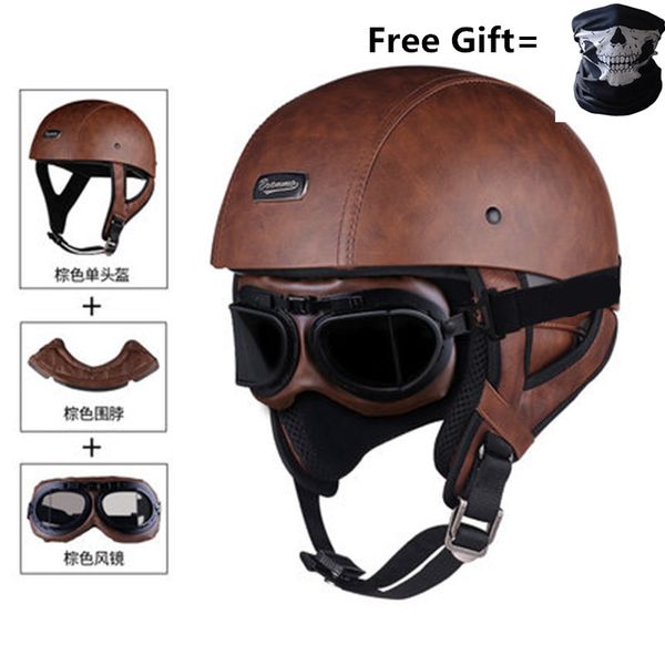 brown pu leather vintage half face motorcycle helmet casco casque moto retro helmets with neckerchief
brown pu leather vintage half face motorcycle helmet casco casque moto retro helmets with neckerchief