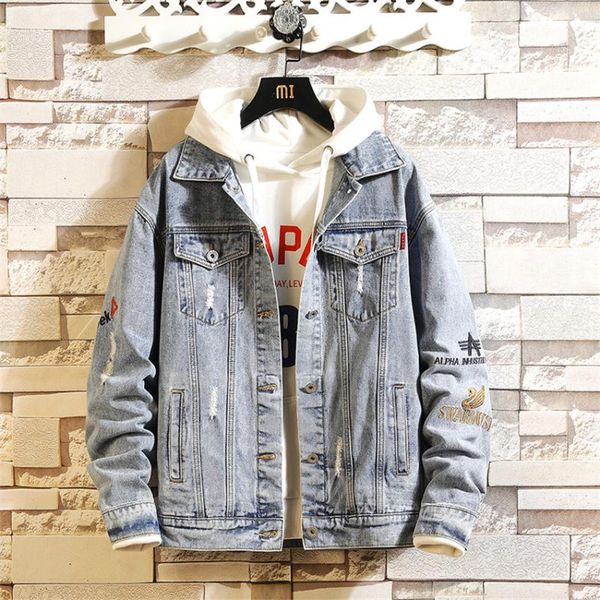 men's jackets 2021 autumn denim jacket mens embroidery harajuku bomber men casual for man chaqueta hombre streetwear, Black;brown
men's jackets 2021 autumn denim jacket mens embroidery harajuku bomber men casual for man chaqueta hombre streetwear, Black;brown
