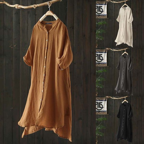 women's blouses & shirts asymmetrical linen blouse 2021 zanzea vintage casual button long female half sleeve blusas plus size tunic, White
women's blouses & shirts asymmetrical linen blouse 2021 zanzea vintage casual button long female half sleeve blusas plus size tunic, White
