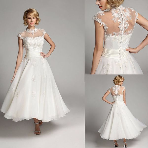 wedding dresses a line cap sleeves bridal gowns scoop neck wedding gowns country style short tea length lace appliques, White
wedding dresses a line cap sleeves bridal gowns scoop neck wedding gowns country style short tea length lace appliques, White