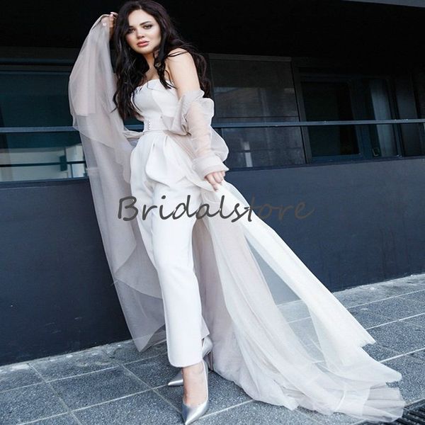 unique strapless jumpsuit wedding bridal dresses bohemain summer beach wedding dress with coat 2020 satin wedding gowns with pant suit, White
unique strapless jumpsuit wedding bridal dresses bohemain summer beach wedding dress with coat 2020 satin wedding gowns with pant suit, White