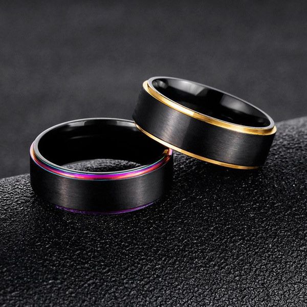 rainbow gold side brush ring black stainless steel wedding ring band rings fashion jewelry for women men gift will and sandy dropship 080464, Silver
rainbow gold side brush ring black stainless steel wedding ring band rings fashion jewelry for women men gift will and sandy dropship 080464, Silver