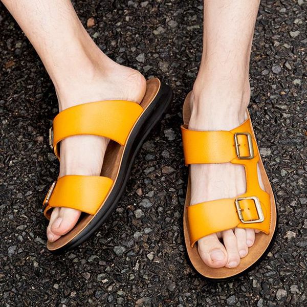 mens slippers fashion summer yellow leather breathable outdoor beach soft bottom platform male casual shoes sandals for men, Black
mens slippers fashion summer yellow leather breathable outdoor beach soft bottom platform male casual shoes sandals for men, Black