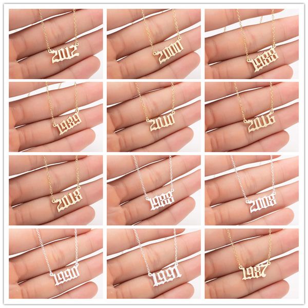 year number necklaces pendants for women men gold silver color stainless steel chain necklace fashion jewelry gift
year number necklaces pendants for women men gold silver color stainless steel chain necklace fashion jewelry gift